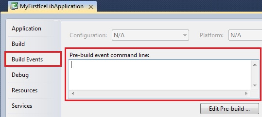 Visual Studio Pre-Build Properties