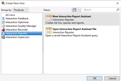 Create New View dialog box