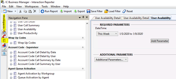 Interaction Reporter - Workspaces