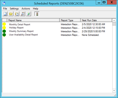 Scheduled Reports window